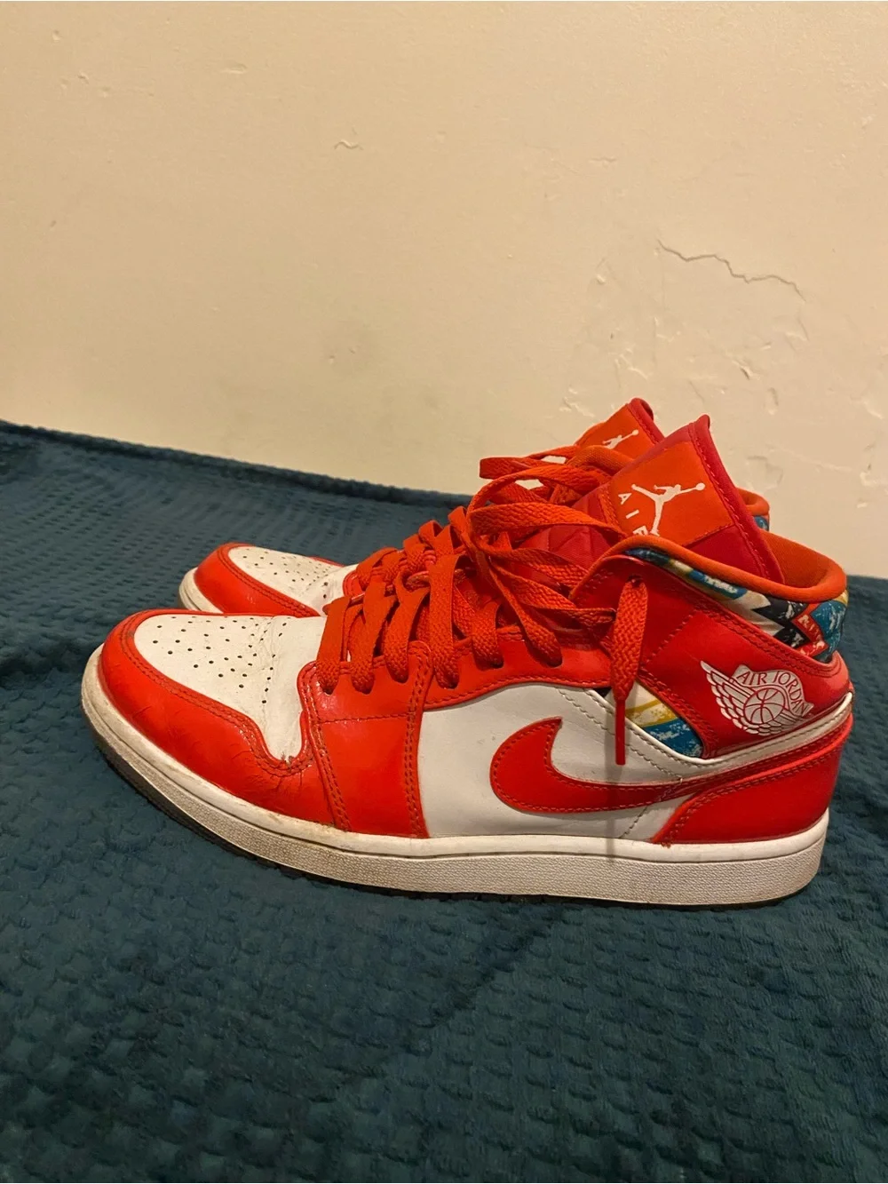 Jordan Men's Red and White Athletic Shoes